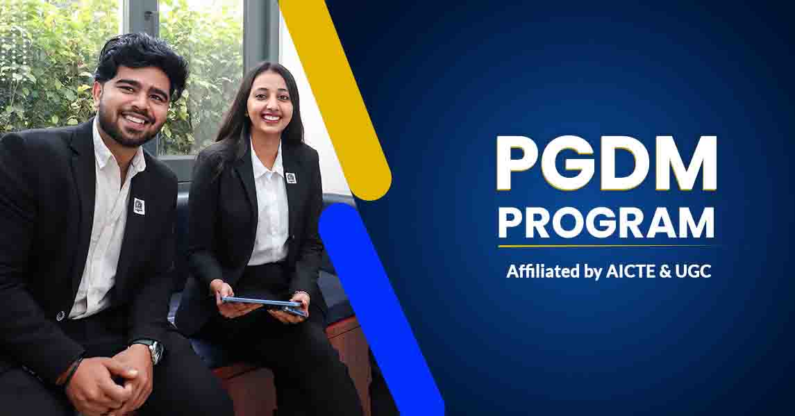 IMS Noida PGDM students highlighting the program’s affiliation with AICTE and UGC, underscoring quality education and accreditation